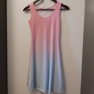 Pink and Blue Sleeveless Dress